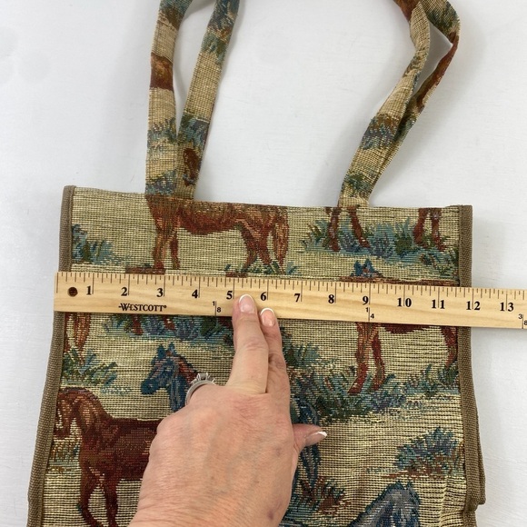 Vintage Jade Horse Equestrian Theme Shoulder Tote Bag - Picture 10 of 13